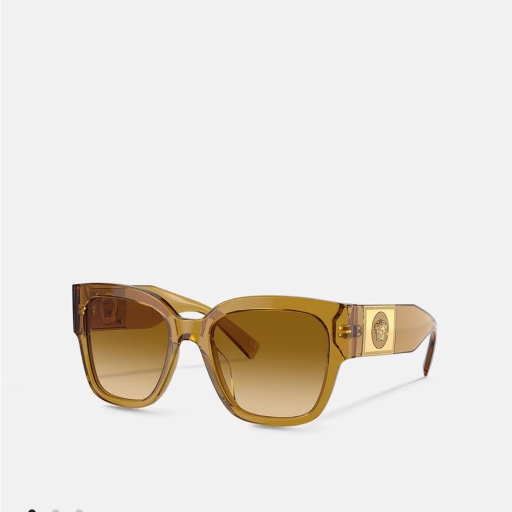 Women’s square shaped Versace shades in transparent honey